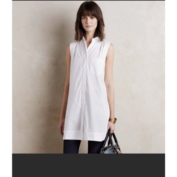 Maeve by Anthropologie Maeve Sleeveless Tie Button Down Tunic Size 0 - Picture 3 of 12
